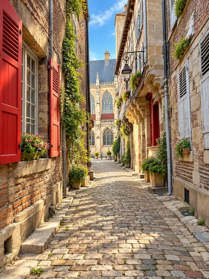 Ruelle pavée dans le centre historique de Moulins