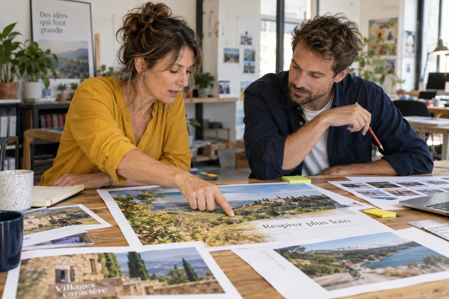 Travail sur des maquettes publicitaires touristiques